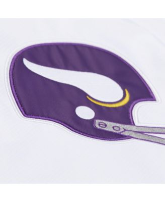 Мужская белая куртка с капюшоном и винтажным логотипом Minnesota Vikings Coachs от Mitchell & Ness, застегивающаяся на все пуговицы.