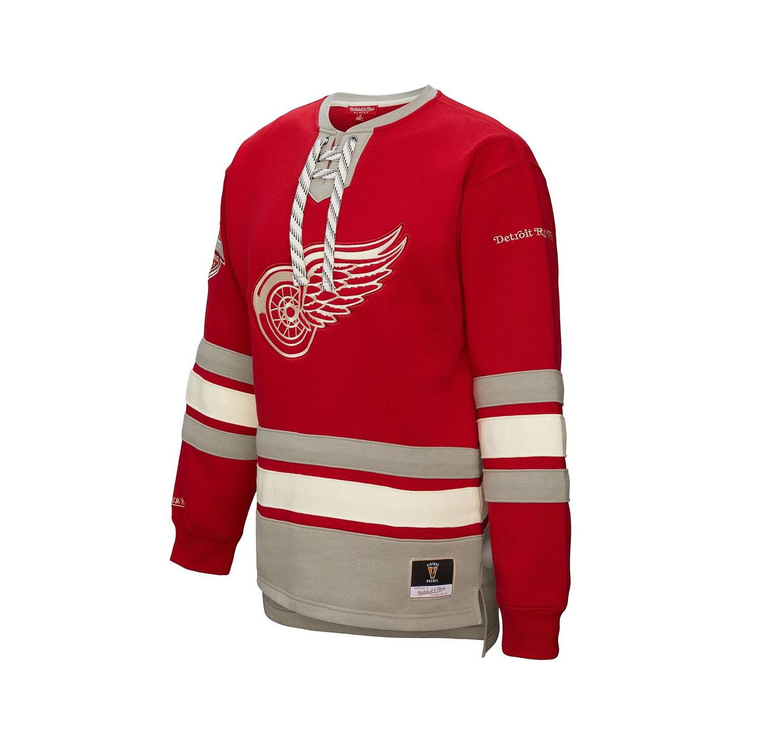 Women's Red Detroit Red Wings Heritage Lace-Up Pullover Sweatshirt