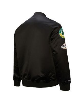 Men's Black Boston Celtics Hardwood Classics Blackout Collection Satin Full-Zip Jacket