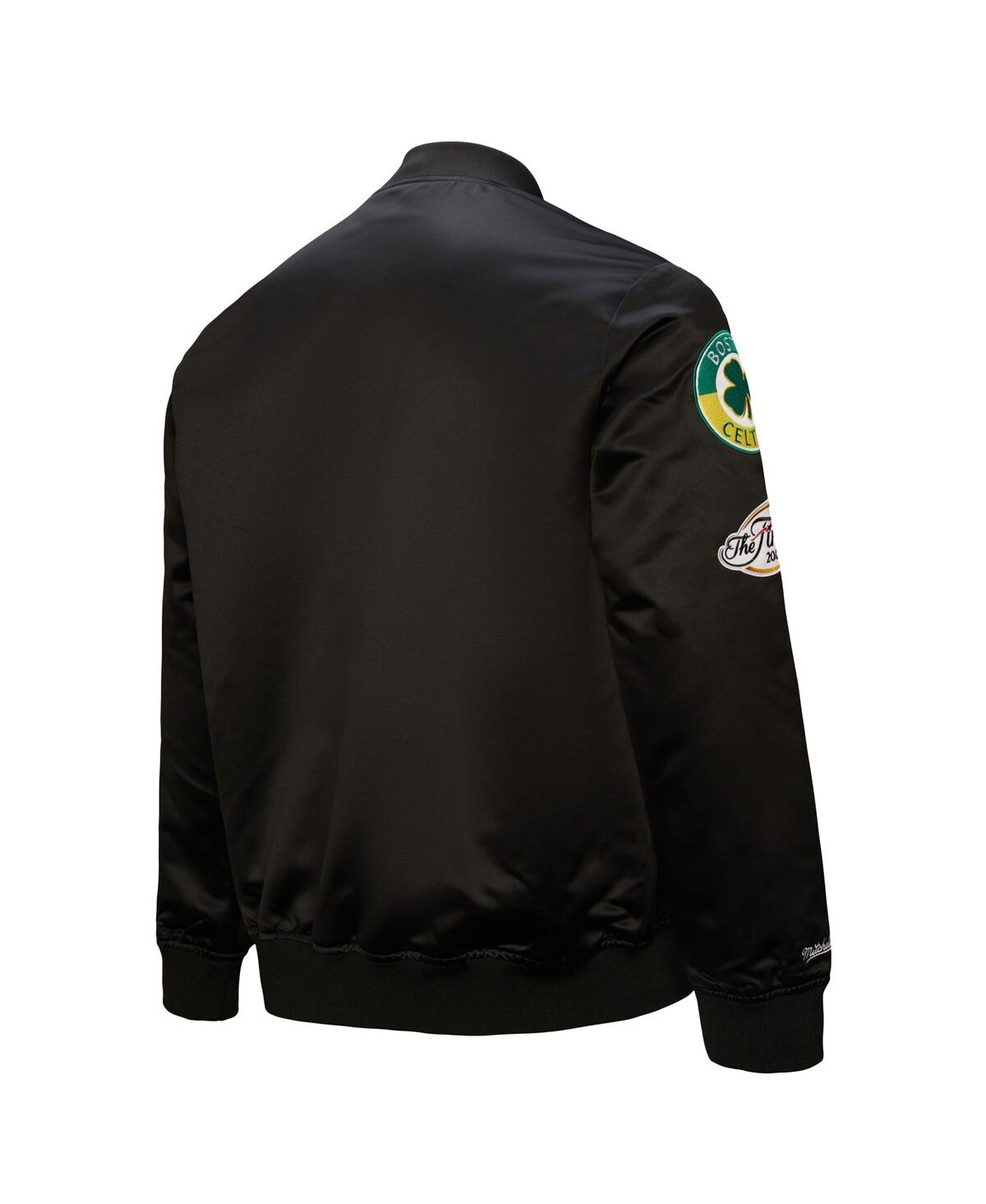 Mitchell & Ness Men's Black Boston Celtics Hardwood Classics Blackout Collection Satin Full-zip Jacket In Black