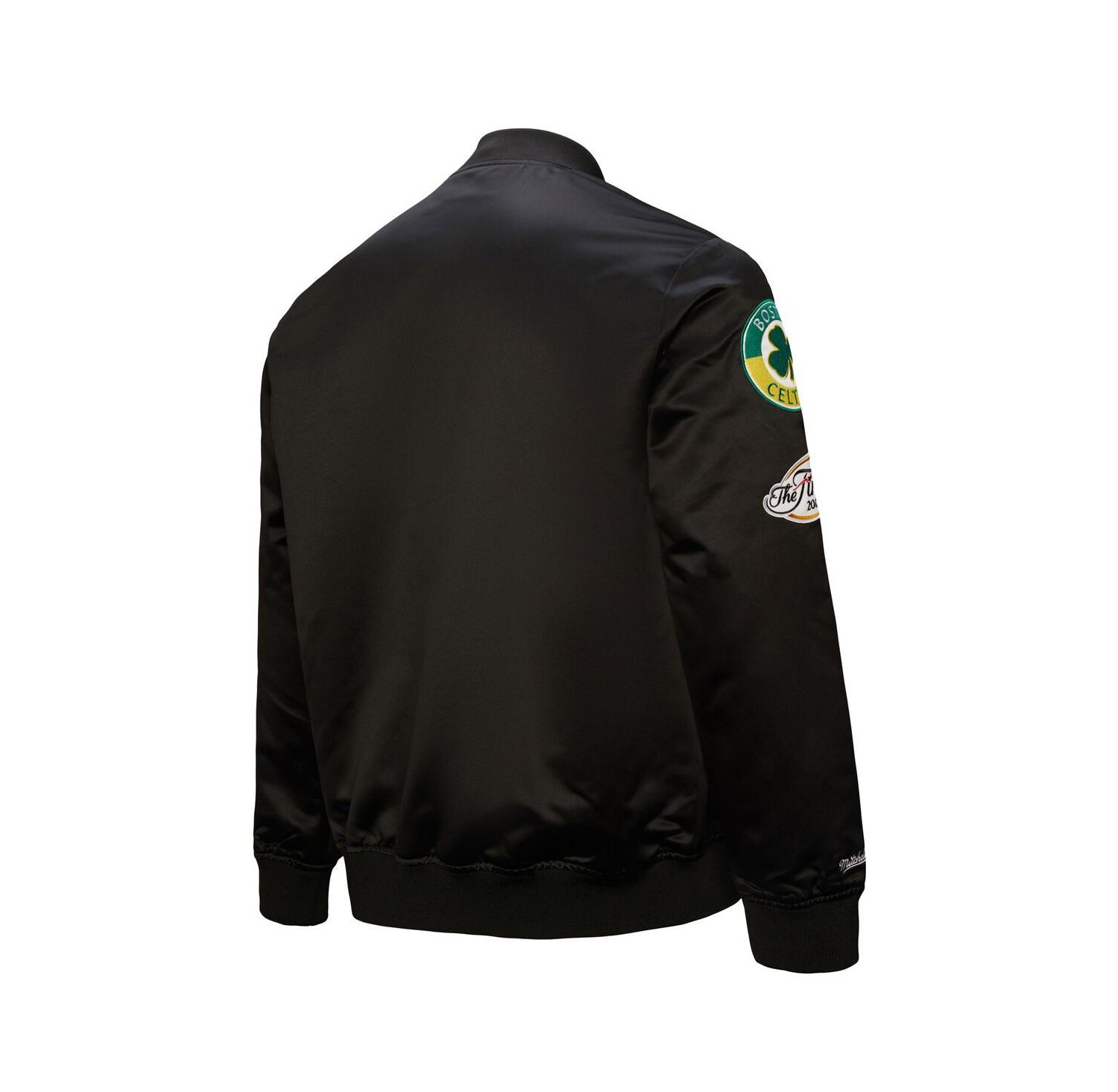 Men's Black Boston Celtics Hardwood Classics Blackout Collection Satin Full-Zip Jacket