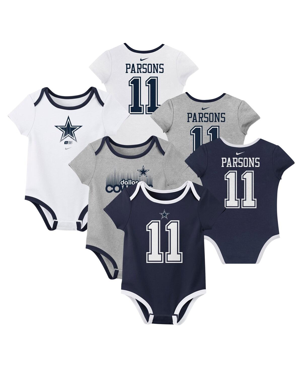 Nike Baby Boys And Girls Micah Parsons Dallas Cowboys Name Number Bodysuit 3-pack In Navy