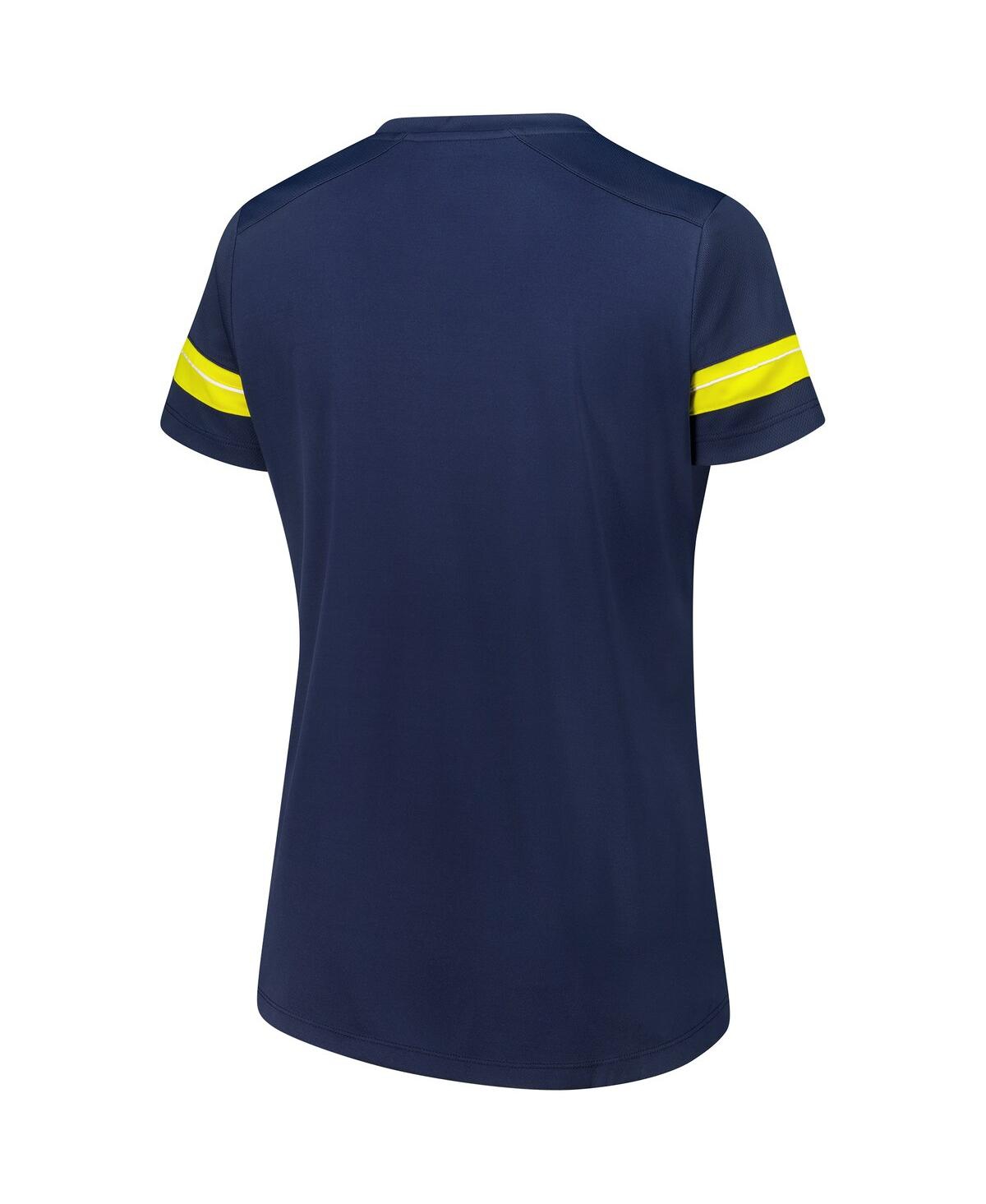 Fanatics Women's Navy Michigan Wolverines Plus Size Overtime Readiness Lace-up T-shirt In Navy