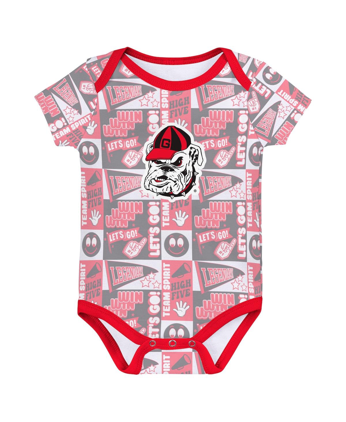 Outerstuff Baby Boys And Girls 3-pack Georgia Bulldogs Sunday Comics Bodysuit Set In Red