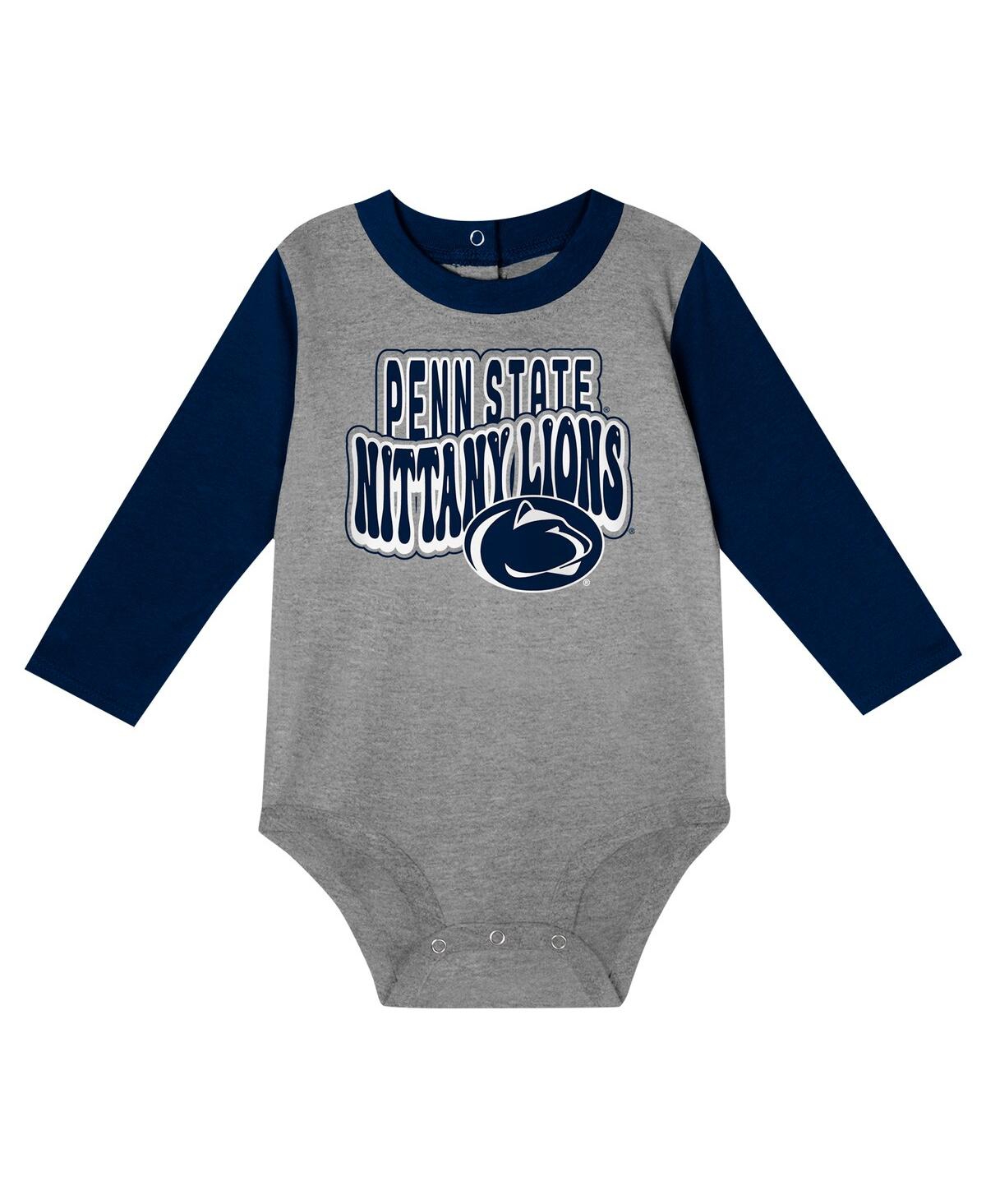 Outerstuff Baby Boys And Girls Navy Penn State Nittany Lions Double Up Long Sleeve Bodysuit And Pant In Navy