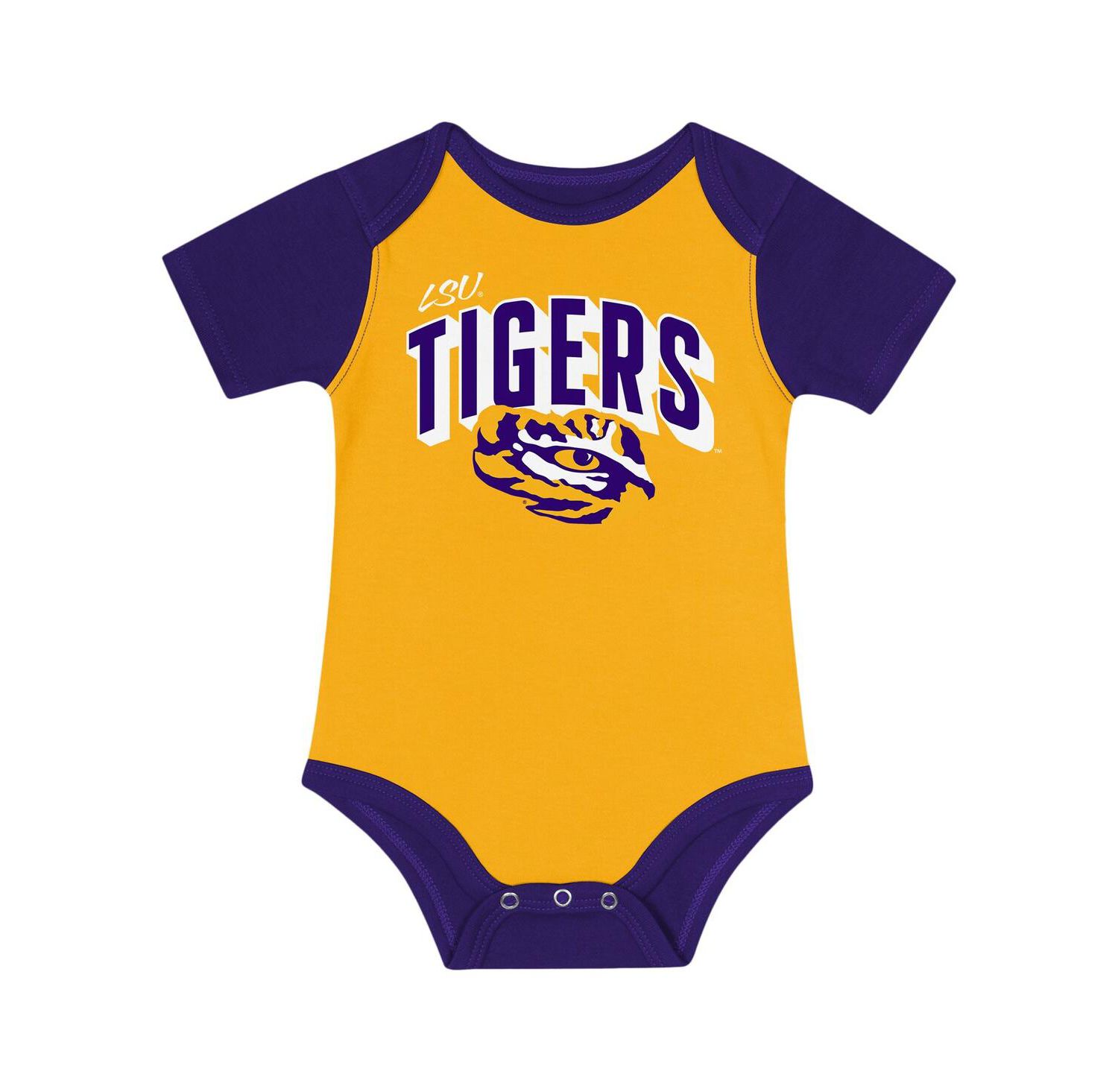 Baby Boys and Girls LSU Tigers Dynamic Duo Bodysuit, Bib and Cuffed Knit Hat Set