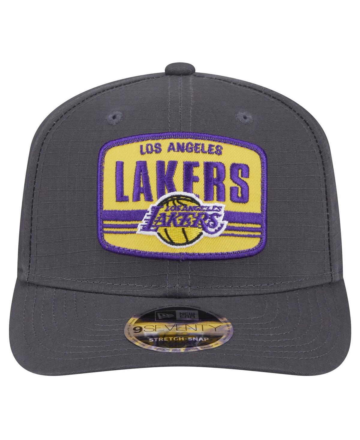 NEW ERA MEN'S GRAPHITE LOS ANGELES LAKERS TEAM ELEVATED PATCH 9SEVENTY ADJUSTABLE HAT 