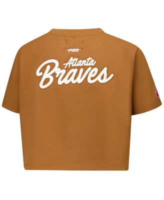Женская укороченная футболка свободного покроя Pro Standard коричневого цвета от Atlanta Braves Paint The City