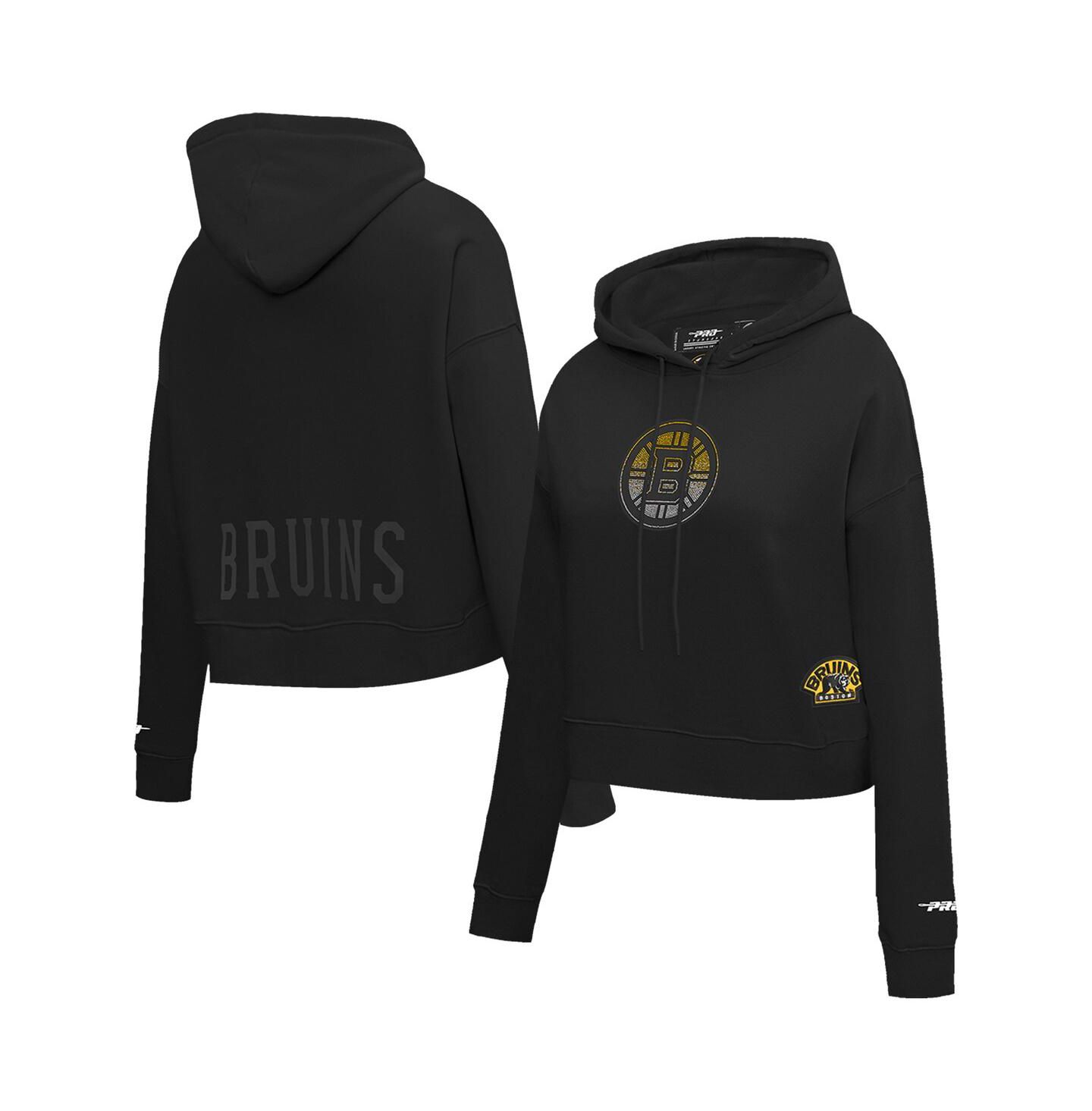 Женское худи Pro Standard Black Boston Bruins Jewels Cropped Pullover — фото 1