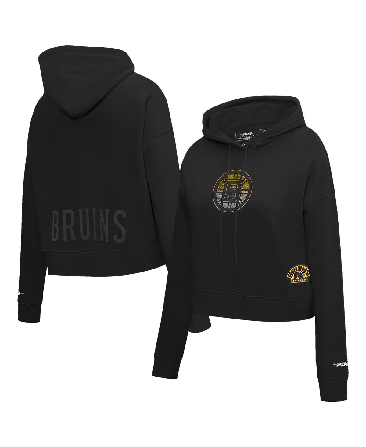 Women's Black Boston Bruins Jewels Cropped Pullover Hoodie - Black