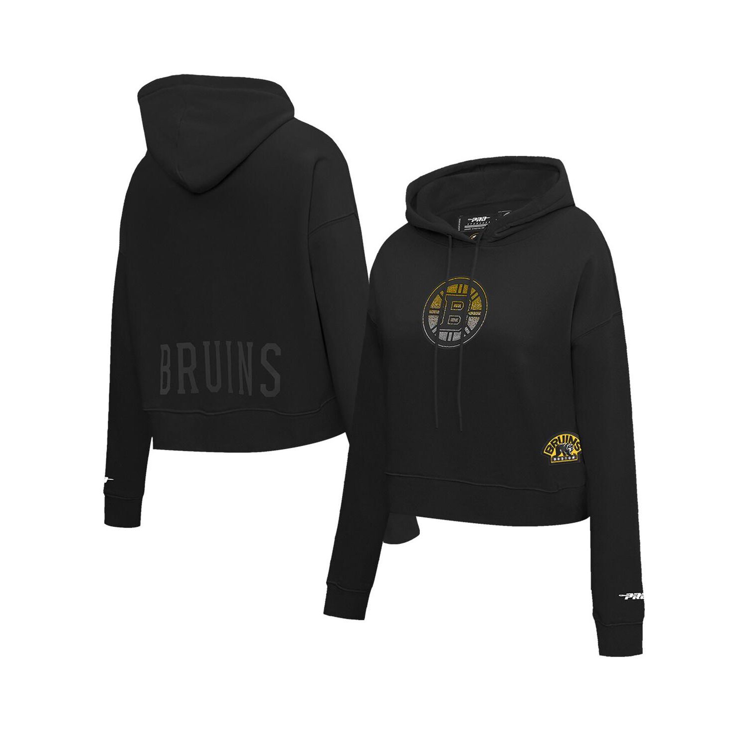 Women's Black Boston Bruins Jewels Cropped Pullover Hoodie