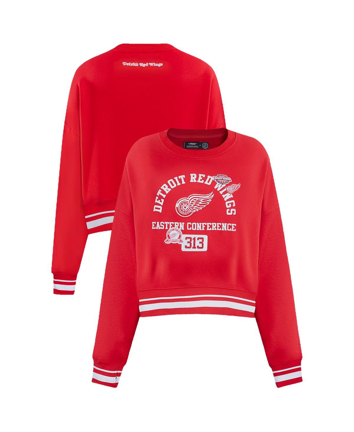 Shop Pro Standard Women's Red Detroit Red Wings Area Code Cropped Pullover Sweatshirt