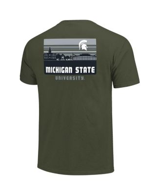 Men's Green Michigan State Spartans Striped Campus Skyline T-Shirt
