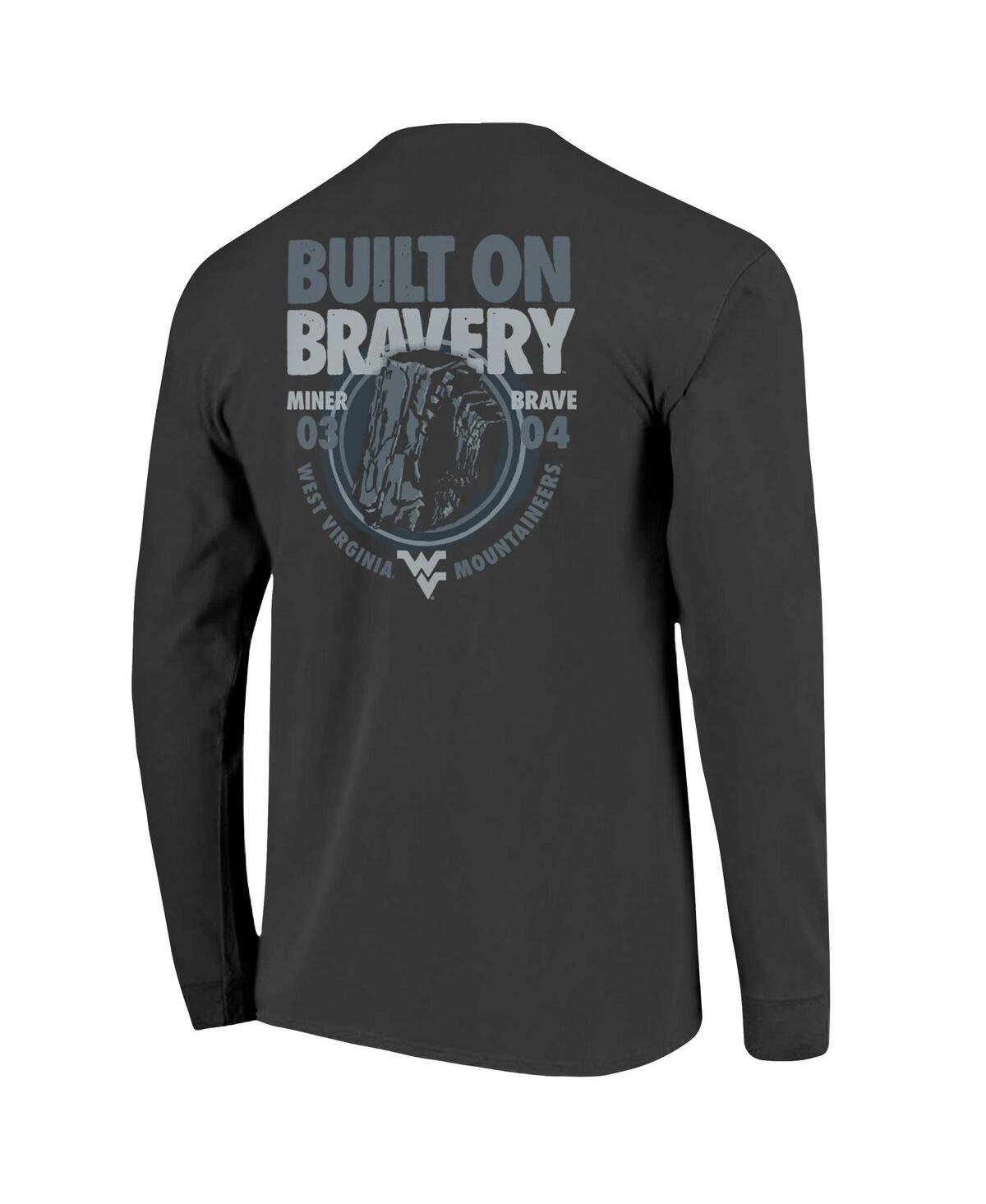 Image One Men's Graphite West Virginia Mountaineers Built On Bravery Comfort Colors Long Sleeve T-shirt In Black