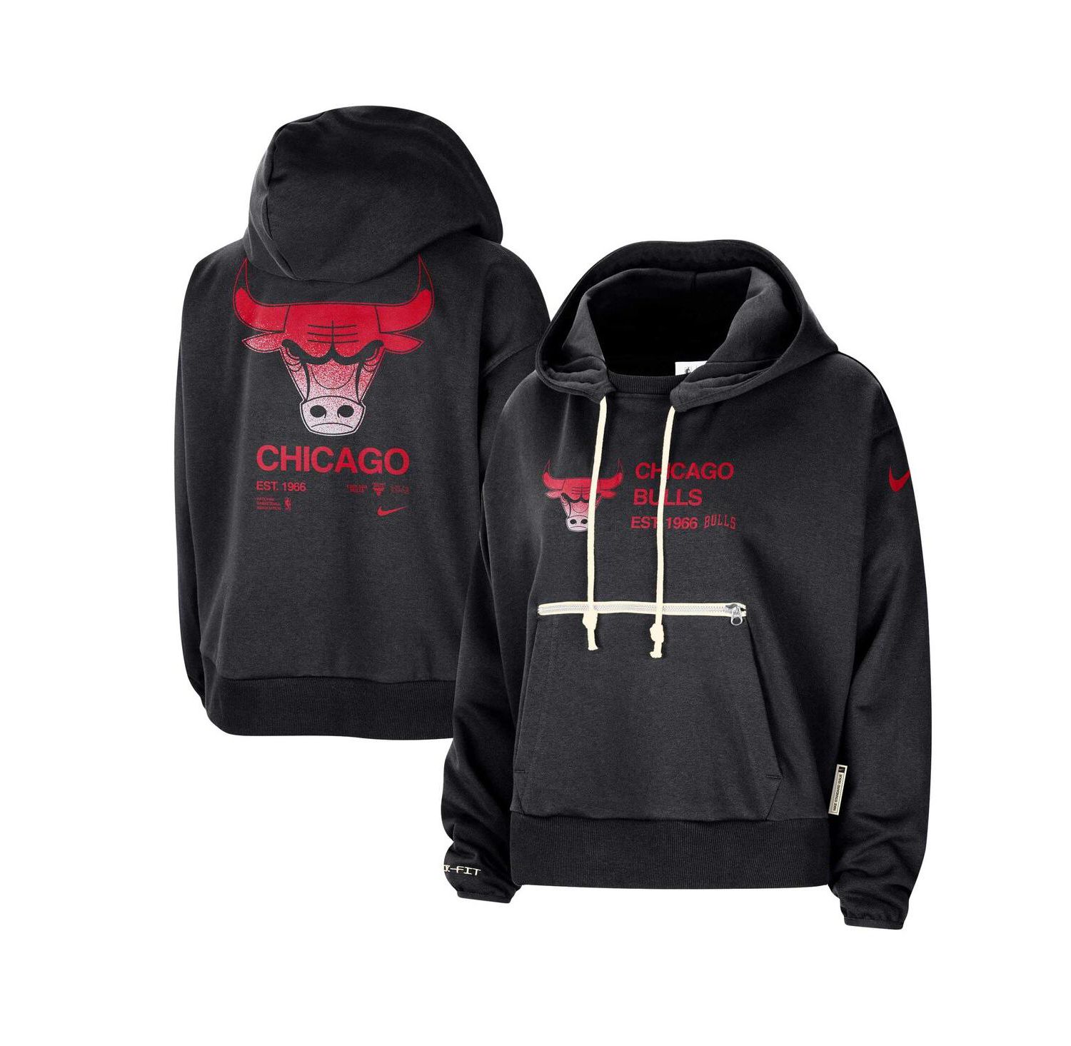 Women's Black Chicago Bulls Courtside Standard Issue Performance Pullover Hoodie