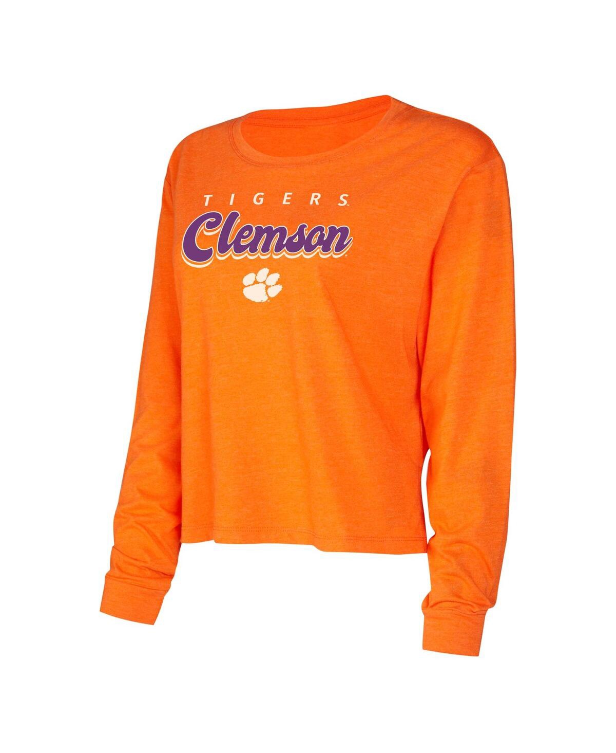 Concepts Sport Women's Orange Clemson Tigers Team Color Long Sleeve T-shirt And Shorts Set In Orange