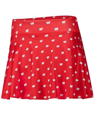 Women's Red Wisconsin Badgers Allover Print Flowy Skirt