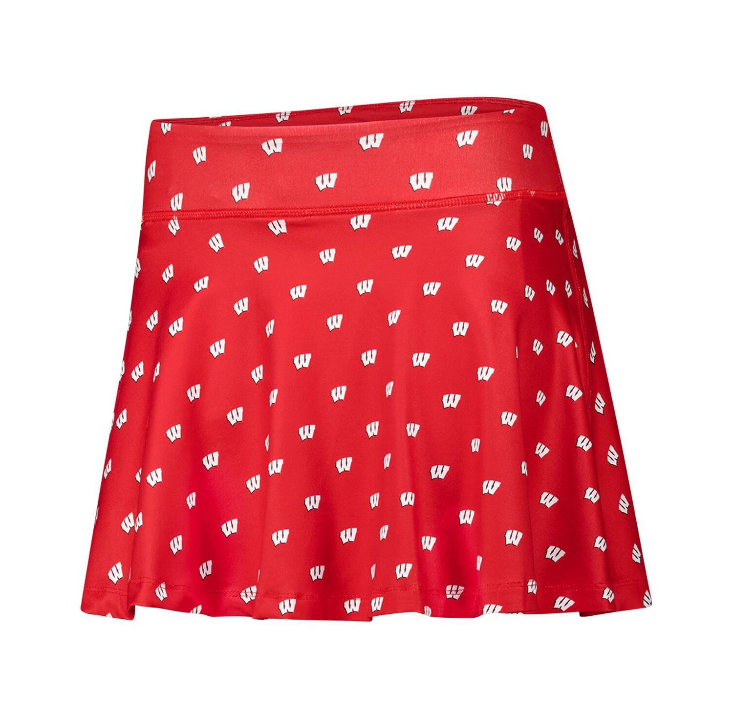 Women's Red Wisconsin Badgers Allover Print Flowy Skirt