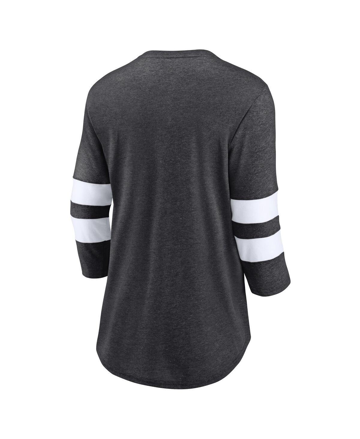 Fanatics Women's Heather Charcoal Boston Bruins One Timer Tri-blend Scoop Neck 3/4-sleeve T-shirt In Heather Charcoal