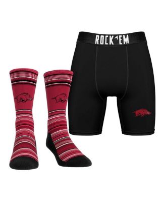 Rock 'Em Socks Men's Arkansas Razorbacks Primary Crew Socks and Boxer ...