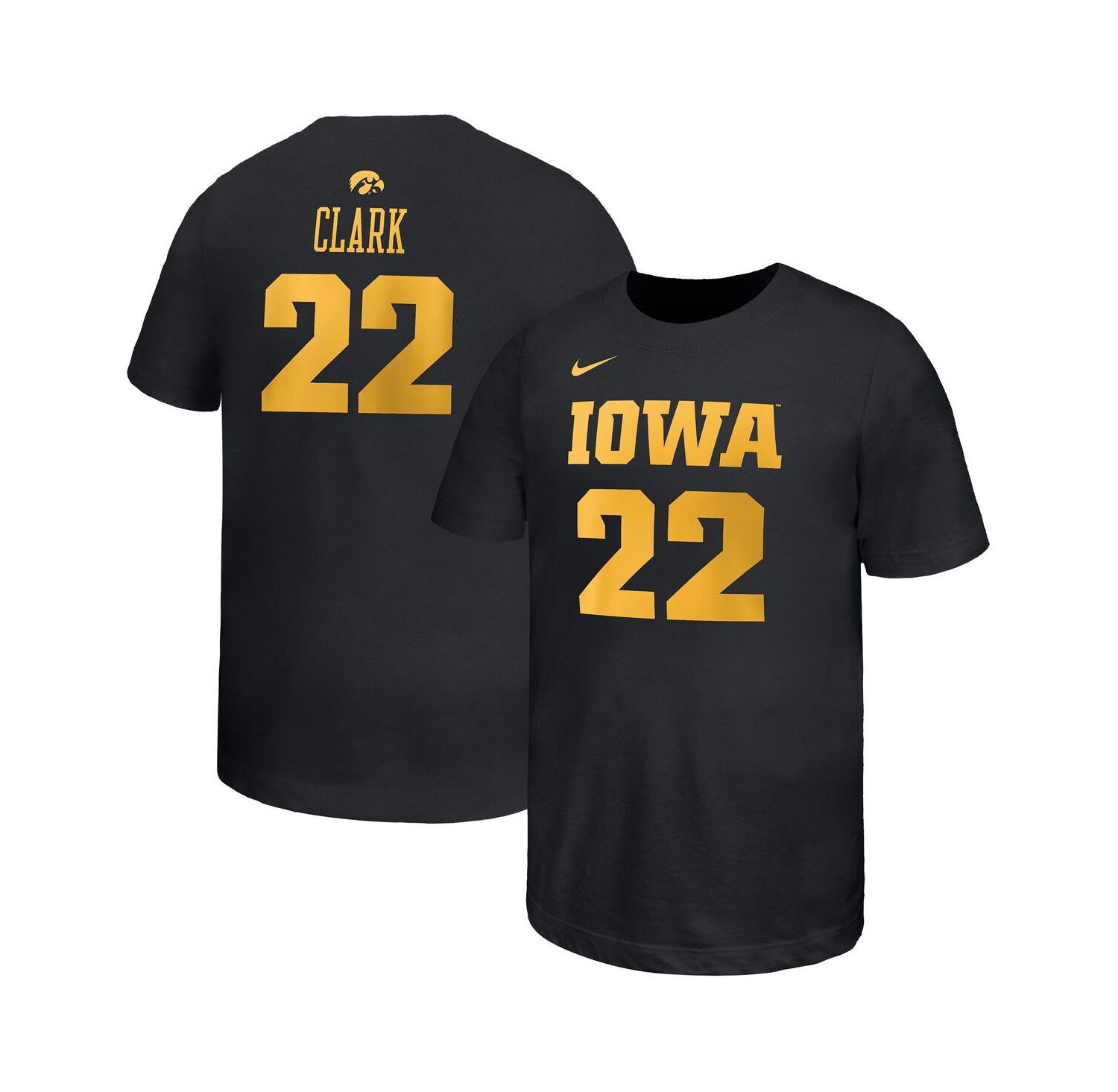 Big Boys and Girls Caitlin Clark Black Iowa Hawkeyes Retired Player Name & Number Core T-Shirt