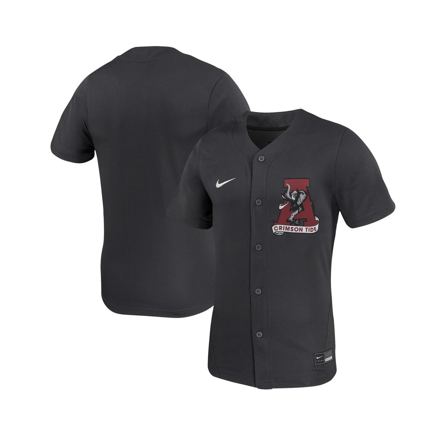 Men's and Women's Anthracite Alabama Crimson Tide Replica Softball Jersey