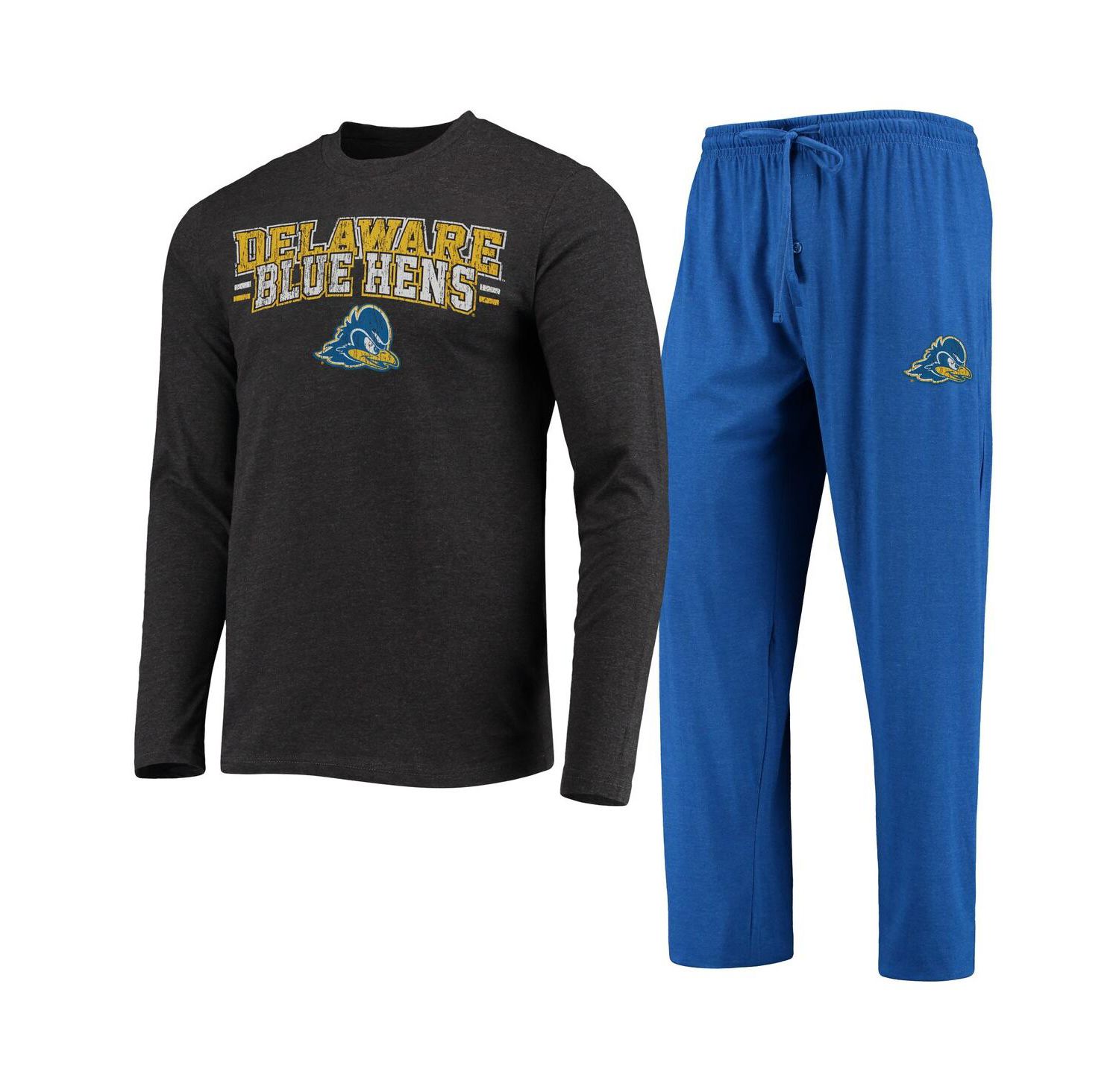 Men's Royal/Heathered Charcoal Delaware Fightin' Blue Hens Meter Long Sleeve T-Shirt and Pants