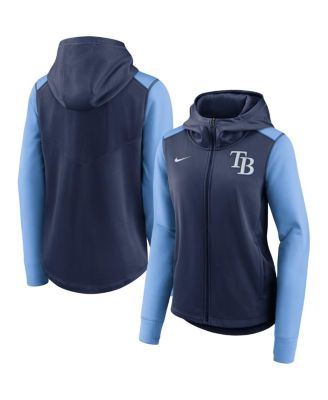 Nike - Women's Navy/Light Blue Tampa Bay Rays Authentic Collection Baseball Performance Full-Zip Hoodie