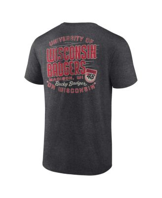 Культовая мужская футболка Fanatics от Heather Charcoal Wisconsin Badgers