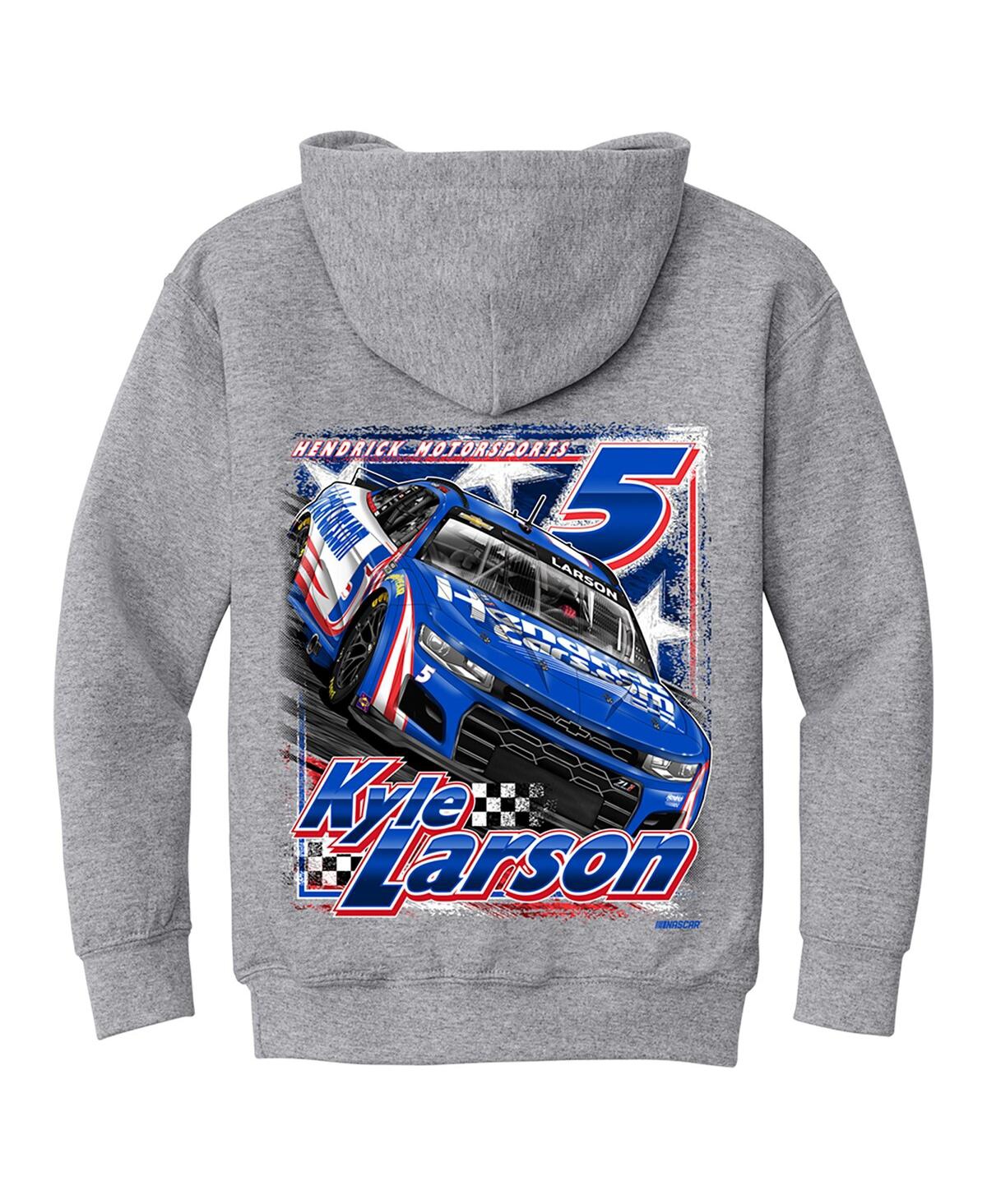 Hendrick Motorsports Team Collection Big Boys And Girls Heather Gray Kyle Larson Pullover Hoodie In Heather Gray