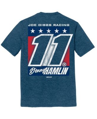 Мужская футболка из коллекции Joe Gibbs Racing Team Collection от Heather Navy с надписью Denny Hamlin и номером Tri-Blend