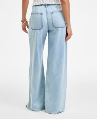 Women's Patch Pocket Drawstring-Waist Wide-Leg Jeans