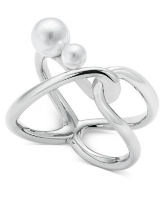 I.N.C. International Concepts - Silver-Tone Imitation Pearl Openwork Statement Ring