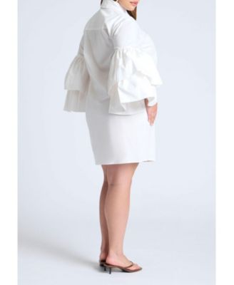 Платье ELOQUII Plus размера из поплина с оборками на рукавах