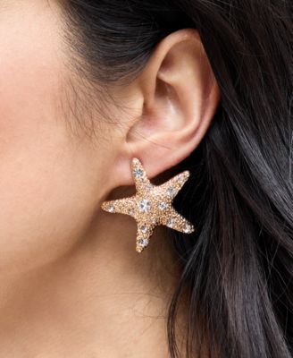 INC International Concepts Gold-Tone Crystal Starfish Statement Button Earrings Exclusively at Macys 4490₽