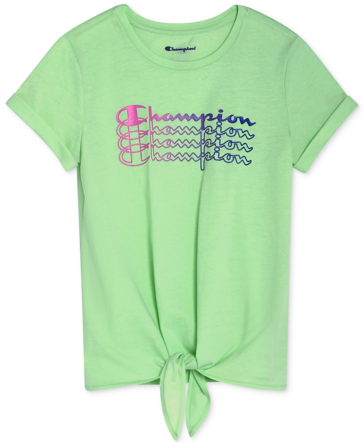 CHAMPION BIG GIRLS TIE-FRONT LOGO T-SHIRT 