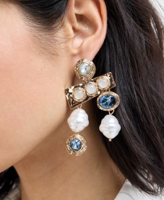 INC International Concepts Gold-Tone Mixed Stone Statement Earrings Exclusively at Macys 5990₽