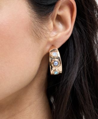 INC International Concepts Gold-Tone Stone - Imitation Pearl J-Hoop Earrings Exclusively at Macys 5590₽