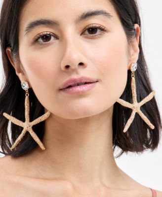 INC International Concepts Gold-Tone Crystal - Starfish Statement Earrings Exclusively at Macys 5990₽