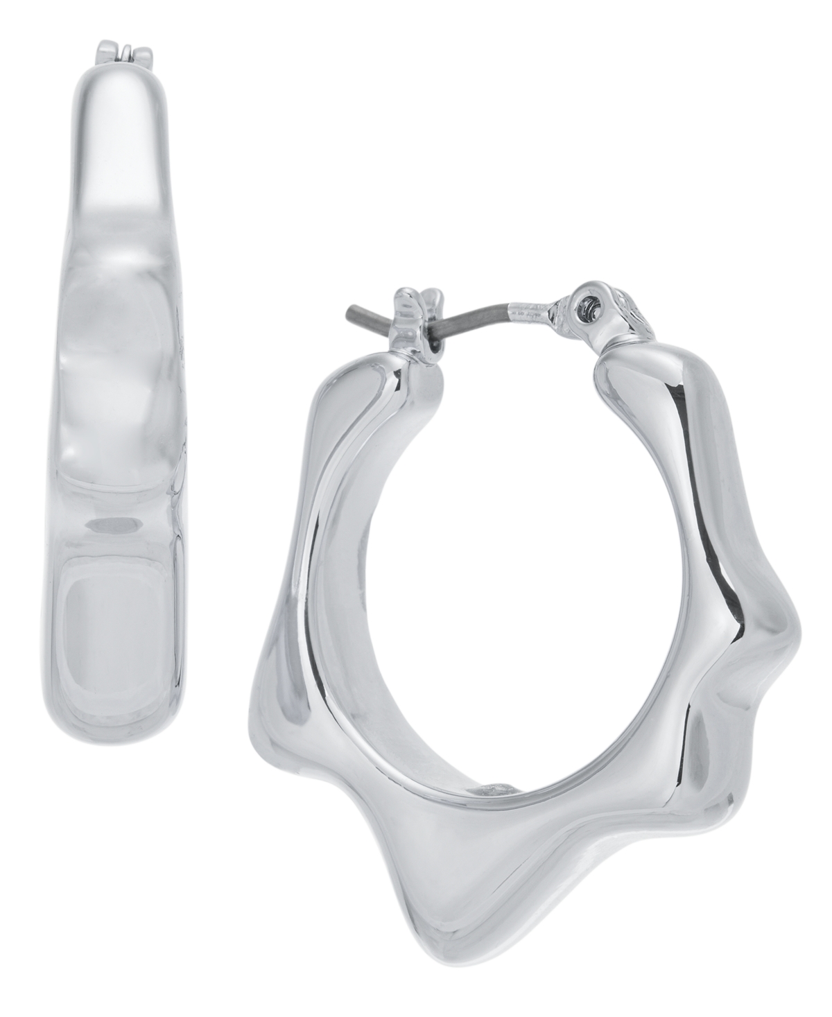 Wavy Rhodium Hex Hoop Earrings, Exclusively at Macy's - Silver