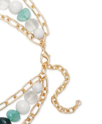 On 34th Gold-Tone Mixed Stone - Bead Shell Layered Pendant Necklace 16 3 extender Exclusively at Macys 9090₽