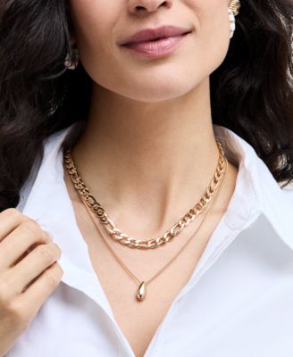 On 34th Gold-Tone Nugget Mixed Chain Layered Pendant Necklace 18 3 extender Exclusively at Macys 7590₽