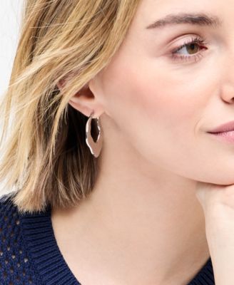 On 34th Hammered Elongated Silver-Tone Hoop Earrings Exclusively at Macys 4490₽