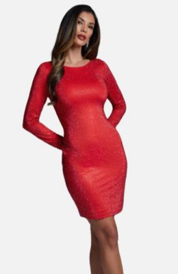 Женское миди-платье с кристаллами Bebe с длинным рукавом