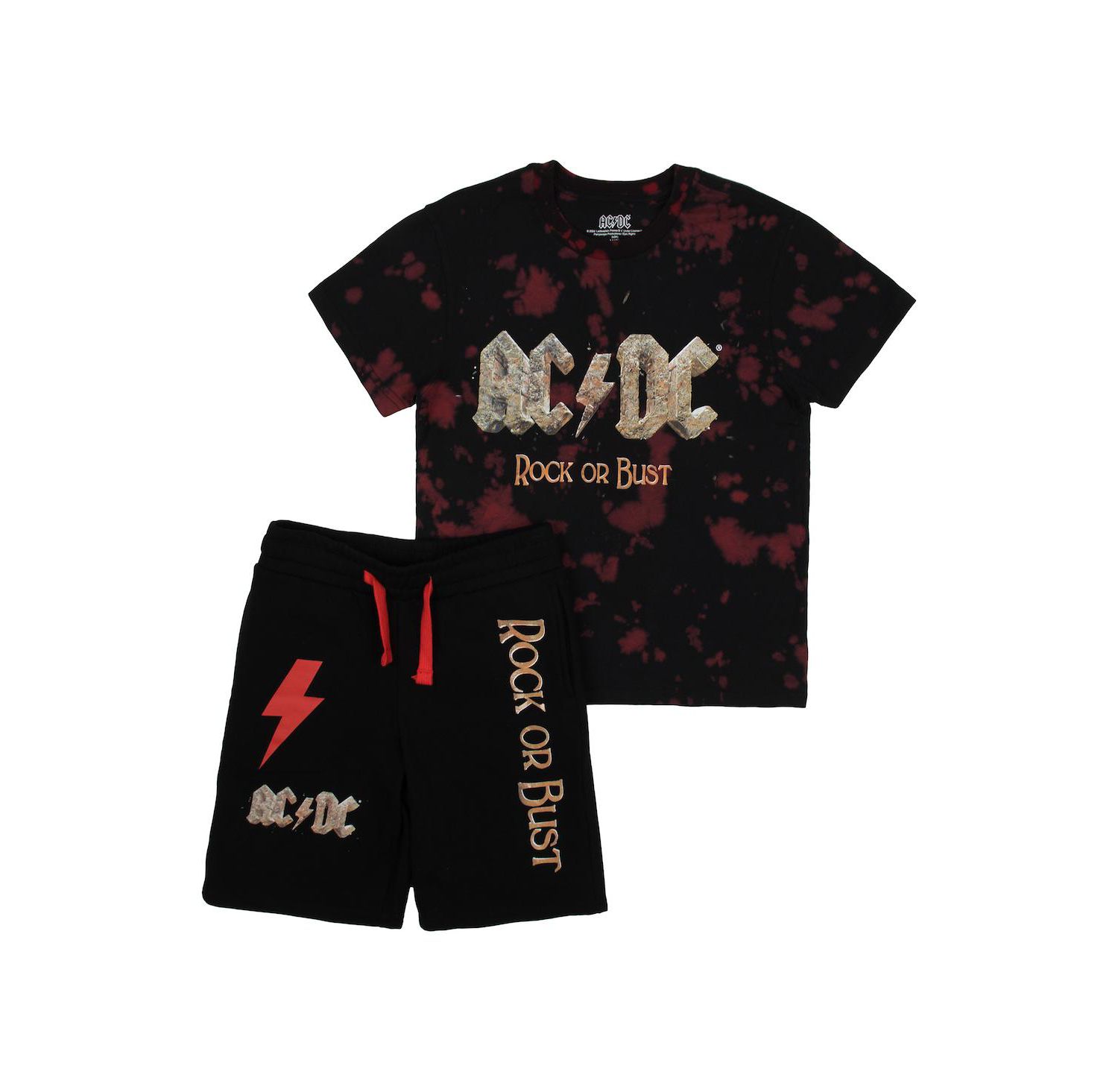 ACDC Rock Or Bust Boy's Short Sleeve T-shirt and Lounge Shorts Combo Set-XL