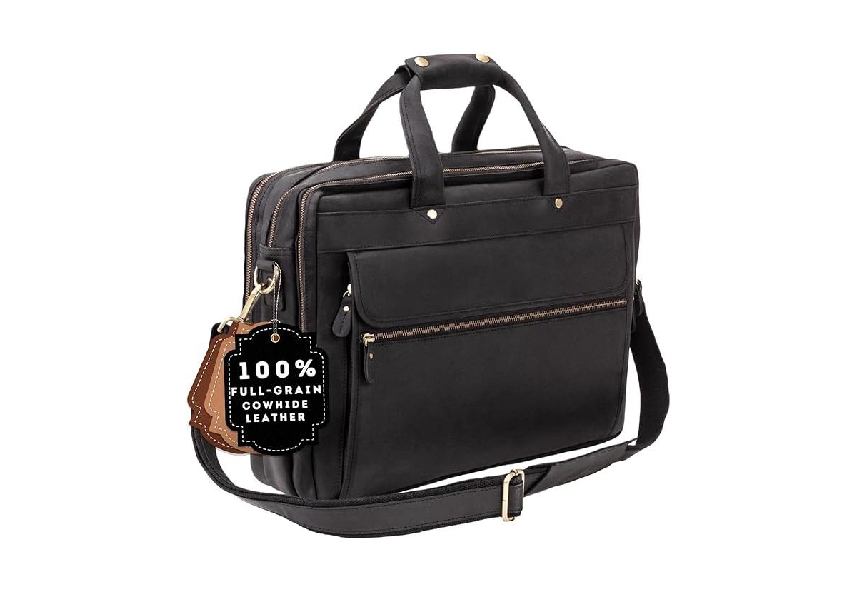 Large Leather Briefcase - Large Capacity & Elegant - Perfect for Daily Usage