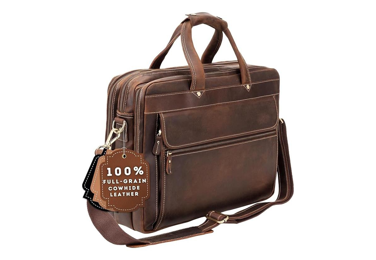 Large Leather Briefcase - Large Capacity & Elegant - Perfect for Daily Usage