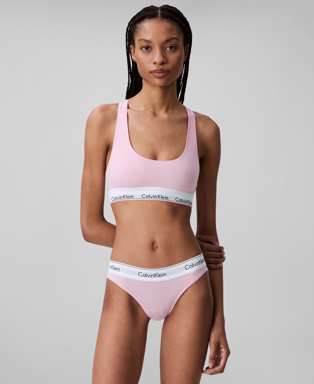 Calvin Klein Modern Cotton Collection Unlined Cotton Blend Bralette In Buff Pink