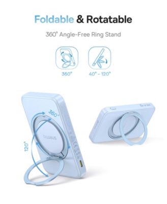 Qi2 Magnetic Power Bank 20W MagSafe Portable Charger 5000mAh Bracket Battery Pack with 360°Rotatable Ring Stand PicoGo