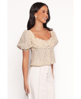 Женский топ цвета Мод с лепестками и щенком